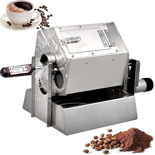 BDJSN Kommerzieller Kaffeebohnenröster, 14-Liter-Trommel-Tischröster mit Thermometer, Edelstahl-Gasbrenner, Kaffeebohnenbäcker für Kaffeebohnen, Sojabohnen, Reis, Erdnüsse