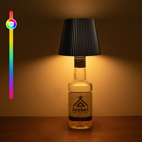 Jeebel Lampada per Bottiglia Senza Fili - LED RGB Lampada Tappo con Controllo Touch/Dimmerabile Infinito/ IP54/ 5 Modalità, Luce da Bottiglia Portatile in PVC per Indoor-Outdoor Ristorante Campeggio