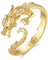 INFUSEU Offener Größenring, Verstellbar 925 Sterling Silber Modell 7-8 Zweiköpfige Schlange/gelada/umarmung/wolverine/orang-utan/drache/pentagramm Ring Geschenk für Sie (Drache Gold)