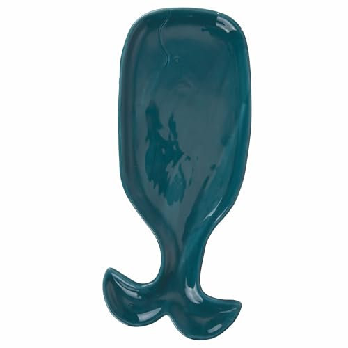 Villa d'Este Home Tivoli Whale Spoon Rest, Ceramic, Teal, Shades of Ocean