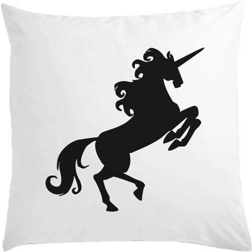 Dunkles Einhorn-Kissen, 40 x 40 cm, mit Füllung, Weiß