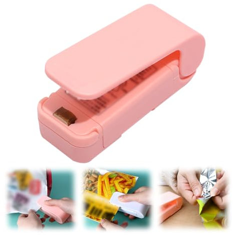 Mini Folienschweißgerät, 2025 Manuelle Versiegelungsmaschine, Bag Sealer Versiegelungsmaschine Hand Verschlussgerät für Plastiktüten Beutel Spänesäcke Lebensmittellagerung (1, Rosa)