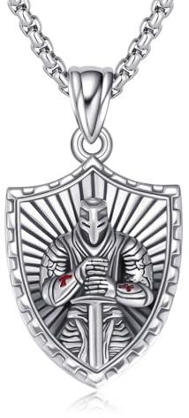 PARYFO 925 Sterling Silber Heiliger Medaille Anhänger Heiliger Michael/Benedikt/Muerte/Jungfrau Maria/Templerritter/Jesus Halskette Schutz Patron Anhänger Religiöser Schmuck Geschenke für Männer