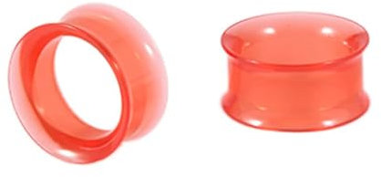 Homxi 2 Stück Tunnel Piercing 10mm,Acryl Ohr Tunnel 00G Plugs Rund Hohl Ear Plugs Tunnel Set Rot