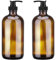 TranRantic 2pcs Brown Soap Dispenser, 500ml Glass Liquid Hand Jar Dispenser, Reusable Hand and Dish Soap Dispenser,Shampoo and Conditioner Dispenser with Plastic Pump for Bathroom Kitchen