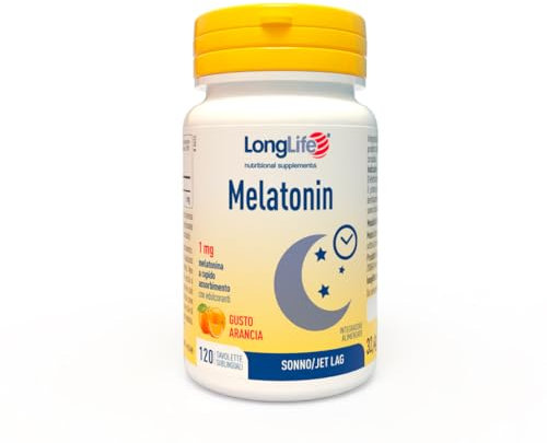 LongLife® Melatonin | Integratore di melatonina a rapido assorbimento | Formula sublinguale | Ciclo sonno-veglia | 4 mesi di trattamento | Gusto arancia | Vegano e senza glutine
