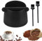 Coffee Knock Box, Coffee Grounds Knock Box with 2 pcs Brushes, Non-Slip Shock-Absorbent Espresso Knock Box, 4.3 in Round Coffee Bin, Small Coffee Knock Box Sage, Coffee Grounds Container Knock Box