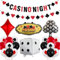 Casino Poker Party Ballons Deko - 49 Stücke Spielkarten und Würfel Luftballons Schwarz Rot Weiß Folienballon, Casino Night Banner Girland Dekoration für Geburtstag Themenparty