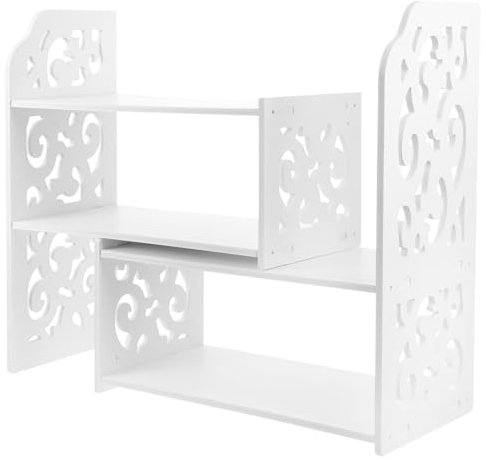 Alipis Telescopic Bookshelf Wooden Desk Shelf Office Organizer Ladder Shelf for Student Dormitory