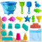 HuaMuDM Sandspielzeug Strandspielzeug Kinder,22 Stück Sandspielzeug Set,Strandspielzeug Junge,Sandspielzeug,Sandförmchen Sandschaufel Kinder,Sandkasten Spielzeug mit Faltbarer Eimer