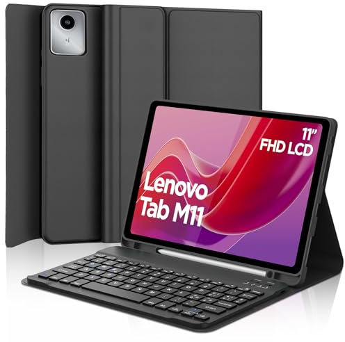 FOGARI Tastiera Magnetica per Lenovo Tab M11 2024 11 Pollici, Keyboard Italiano, Bluetooth Rimovibile Custodia con Tastiera per Lenovo Tab M11 2024 11, Nero