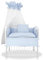 Baby Delux Beistellbett Set Babybett Komplett Set Stubenwagen weiß 90x40 mobil mit Rädern inkl. Bettwäsche Matratze (Royal Blau)