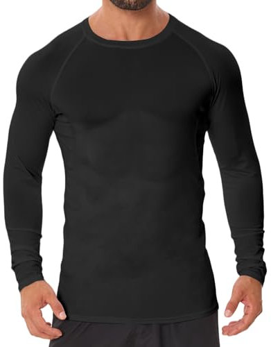 Donason Men's Compression Shirt Long Sleeve Quick Dry Sports T-Shirt Athletic Base Layer Top Tight Fit Body Shaper Active Gym Shirts for Running Training Workout Black