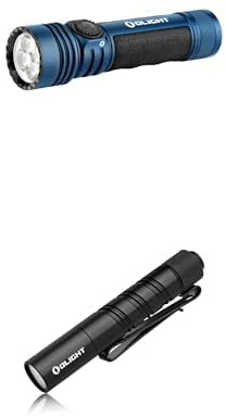 OLIGHT Bundle of Seeker 4 Pro LED Taschenlampe mit Holster, 4600 Lumen 260 Meter(Blau Kaltweiß) + I3T 2 Mini Taschenlampe, 200 Lumen Kompakte Helle Licht mit beidseitigem Taschenclip