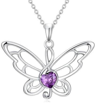 AOBOCO Musiknote Schmetterlingshalskette für Frauen, musikalische und Schmetterling Sterling Silber Halskette mit Violinschlüssel Musikanhänger Schmuck