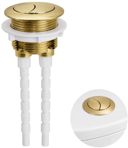 HAPPOW Brushed Brass Toilet Flush Button, Dual Flush Toilet Push Button Fit 38mm Cistern Hole, Effect Universal Toilet Push Button Flush Replacement (Gold)