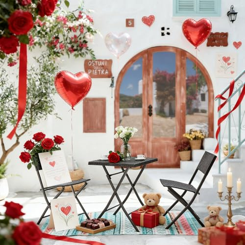 Ai-Youger Bistro Set 3-teilig, Schwarz, Klappbar, Rattan-Optik, Gartenmöbel Set mit 2 Stühlen und 1 Tisch, 57x57x70 cm Tisch, 46x56x85 cm Stühle