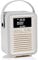 VQ Retro Mini Radio DAB Plus/DAB con Cassa Bluetooth, FM e Radio Sveglia Funzione - Alimentata da Rete e Batteria Radio Portatile Vintage con Antenna, Presa Cuffie e Porta USB - Grigio Chiaro