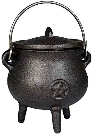 Cauldron With Pentagram H10cm Cast Iron