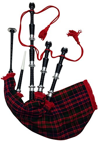 Gran escocés Highland gaita tamaño completo negro Color Plateado con Tutor libro varios Tartans