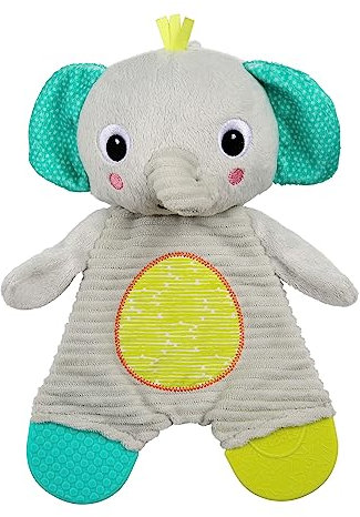 Bright Starts, Plüschtier und Zahnungshilfe, Elefant - aus Knistermaterial zum Kuscheln, Beißen und Spielen 12347 grau