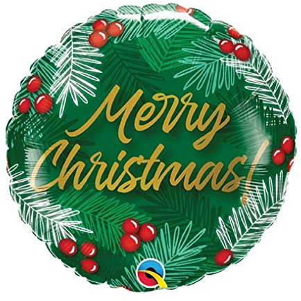 Qualatex 89851 Folienballon, Weihnachtsgrün und Beeren, 45,7 cm, mehrfarbig