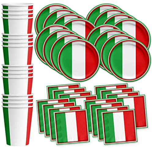 Italy Italian Flag Birthday Party Supplies Set Plates Napkins Cups Tableware Kit for 16