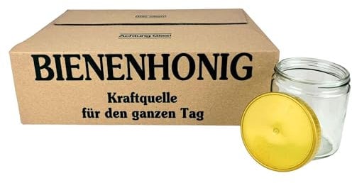 BIENEN SCHMIDT 60 x Neutrales Schraubglas 500g Imkerhonig Honigglas mit goldenem Deckel ohne Etikett Honig Neutralglas (Deckel ohne Prägung)