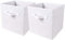 BonChoice Foldable Storage Cubes Boxes Pack of 2 with Handle for Home Organization, Fabric Wardrobe Storage Box Organizer Basket Bins for Clothes Beddings Toys Towels, Collapsible & Durable (White, 2)