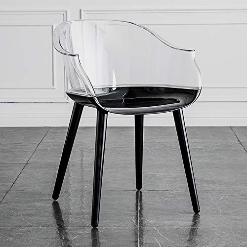Transparent Ghost Chair Armlehnstuhl, Creative Home Einfache transparente Rückenlehne Make-up Stuhl, Transparenter Sitz für Esszimmer, Wohnzimmer, Büro, Restaurant und Garten,Transparent+Black