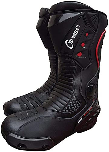 BI ESSE - Stivali Moto, modello Sportivo Racing Pista, Pelle Professionale Traspirante (Nero Rosso, Sistema Taglie Calzature EU, Adulto, Numero, Media, 45)