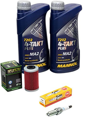 Wartungspaket Öl 2L + Ölfilter + Zündkerze für KT M Duke 125 Duke 200 Duke 390 Baujahr 2011-2014