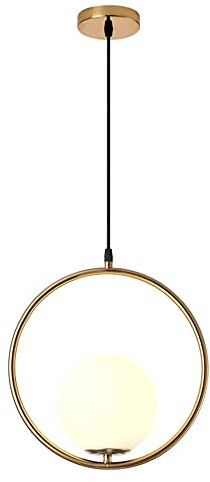 FAZRPIP Gold Leuchte Globe Pendelleuchte mit Milchglas Kronleuchter 1-flammige Leuchte für Esszimmer Küche Wohnzimmer Dekorative Beleuchtung