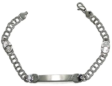 never say never Armband für Kadetten und Herren aus 18 Karat Weißgold mit Platte und Mailänder Kette kombiniert mit einem Schraubenmotiv. 19,00 cm, 8,80 g 18 Karat Gold