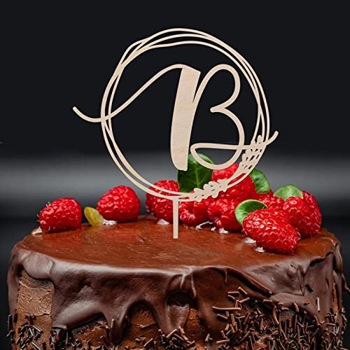 Personalisierte Hochzeitstortenaufsatz, rustikale Hochzeitstortenaufsatz, einzelne Buchstabe Kuchenanhänger, Monogramm Hochzeit Topper, Holztortenaufsatz, Braut, Hennen, Event Party Supply Dekor