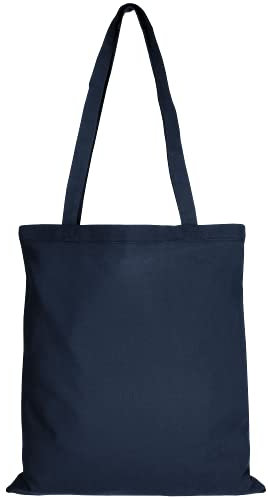 TEXXILLA Baumwolltasche - OEKO-TEX 100 zertifiziert | mit zwei langen Henkeln | 38x42cm | Jutebeutel | Einkaufstasche | unbedruckt, Farbe:dunkelblau