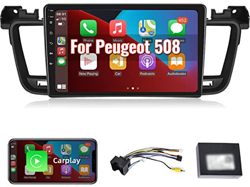 【1+32G】 Hodozzy Carplay Android Radio Coche para Peugeot 508 2011-2018,9 Pulgadas Radio 2 DIN con Pantalla Autoradio Bluetooth/FM/RDS/SWC/HiFi/USB+Canbus