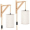 LABOREDUCER Hemp Rope LED Hanging Pendant Lights for Living Room, Farmhouse Plug in Wall Lighting Fixtures with Linen Shade, for Bedroom, Kitchen, Stairway(Bulbs NOT Included)