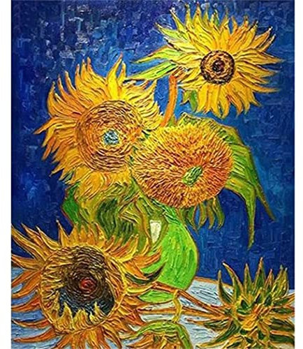 YSCOLOR Diamant Painting 5D Diamant Malerei Kits Sonnenblumen Vincent Van Gogh Vollbohrer Runde Perlen Diamond Art Gems Stone Diy Kits Wanddekoration 30x40cm