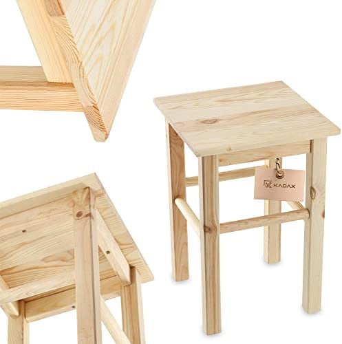KADAX Holzhocker, Fußbank aus natürlichen unlackierten Kiefernholz, Fußstütze in 3 verschiedenen Modellen, Barstuhl, Tritthocker, Schemel, Holzhocker (Quadratisch)