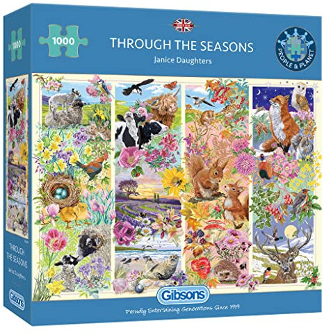 Through the Seasons | 1000 Piece Jigsaw Puzzle | Nature Wildlife Puzzle | Sustainable Jigsaw Puzzle for Adults | Premium 100% Recycled Board | Great Gift for Adults | Gibsons Games