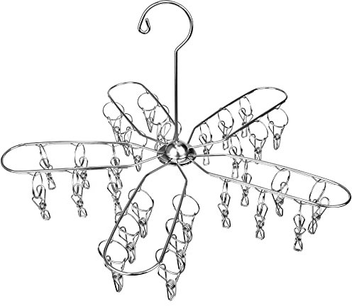 Edelstahl Sockentrockner Wäscheständer, Winddicht Drehhaken Socken Aufhänger mit 30 Wäscheklammern, Faltbarer Trockengestell Socken für Socken, Unterwäsche, Schuheinlagen, Babykleidung, Handschuhe