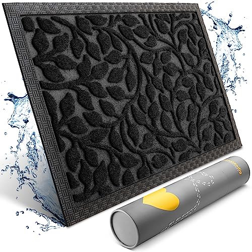 Bodenständig® Fußmatte außen und innen [robust] - Saubere Schuhe Dank geriffelter Oberseite - Perfekte Größe 40x60cm Schwarz - Fussmatte aussen Türmatte Haustür fussabstreifer innen Bereich