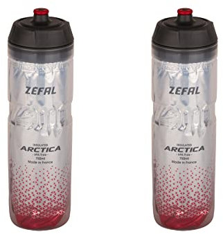 ZEFAL Pack Arctica 75 - Lot de Deux Bidons Vélo 750 ML - Gourde Vélo Isotherme - Inodore et Etanche - Bidon Sport sans BPA - Argent/Rouge