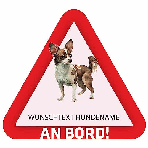 Indigos UG - Auto Aufkleber Chihuahua - bunt - 15 cm Hunde Sticker selbst gestalten - Heckscheibenaufkleber - Name und Wunschtext personalisiert selbstklebend - Motorrad - LKW