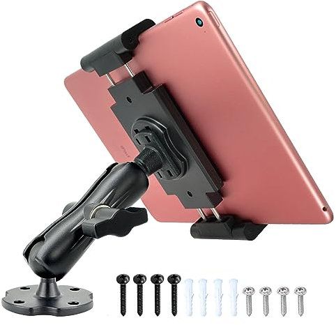 VAUBORTTI Supporto per iPad Pro/Mini da 6,5 a 12,9 pollici, in alluminio, robusto supporto per iPad per camion, auto, cruscotto, scrivania, montaggio a parete girevole con giunto sferico