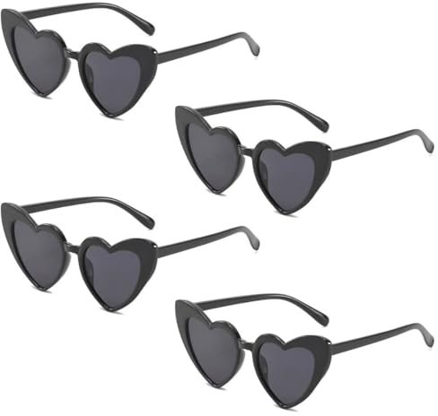 GNHG Boda Ideas Originales Gadgets para Bodas Cabina de Fotos Gafas de Sol con Forma de corazón para Bodas Gafas de Sol con Montura en Forma de corazón Sin Color Caramelos de Colores 4 Piezas