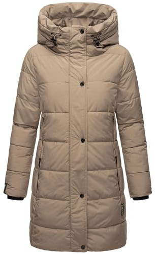 MARIKOO Damen Wintermantel warmer Steppmantel lang mit Kapuze und hohem Kragen Karumikoo XVI XS-5XL