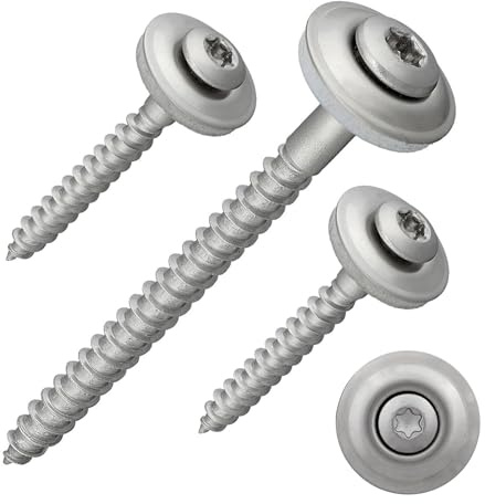 DSM – Vis de toiture 4,5 x 70 mm avec rondelle EPDM Ø 15 mm – Torx TX20 – Acier inox A2 – Vis pour tôle trapézoïdale/vis métal – Type similaire DIN 7995 / DIN 9171 – Lot de 100