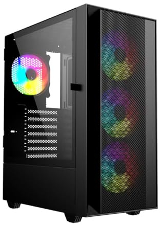 GEMBIRD Fornax 4000 ARGB ATX/mATX Semitower Gehäuse, Schwarz, Mehrfarbig